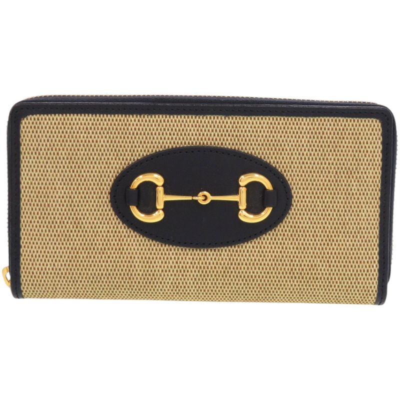 Gucci 1955 Horsebit 621889 0416 Canvas Leather Beige Long Wallet 0392 Gucci