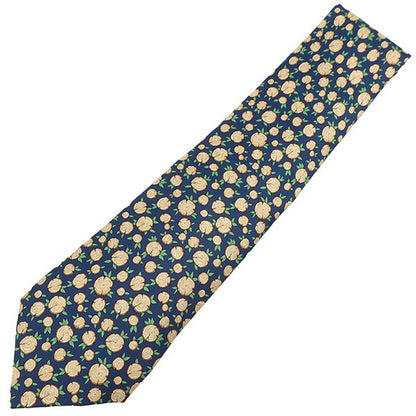 Hermes Necktie Stump 9cm (3.54in) Silk Navy and Multicolor Navy Blue Log Wood