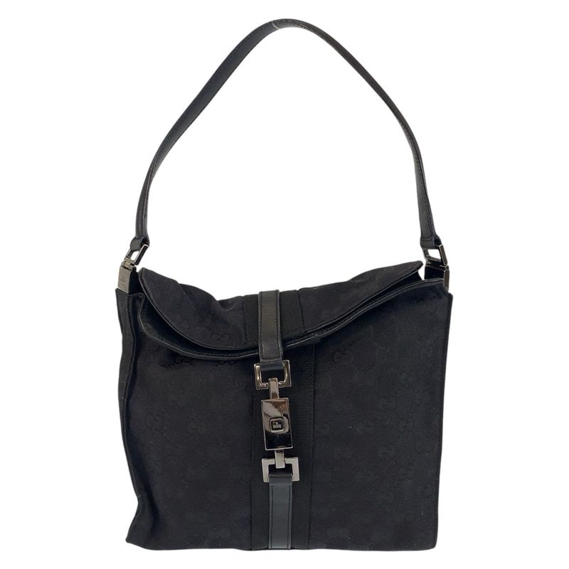 Gucci Jackie Black GG Canvas/leather 001 3734 Shoulder Bag Women 504838
