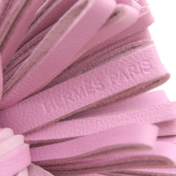 Hermes Key Ring Carmen Unodos Lambskin Mint and Mauve Silvestre Silver Hardware