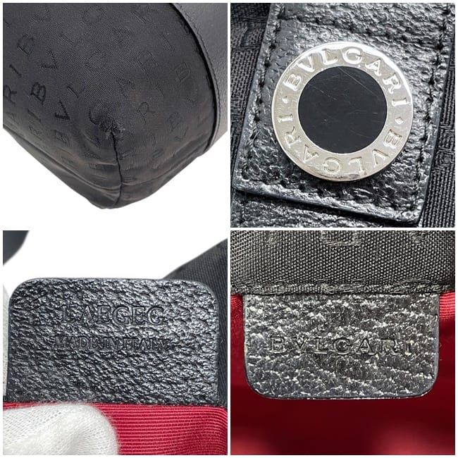 Bulgari Tote Bag Black Logomania Light Nylon Leather Preowned