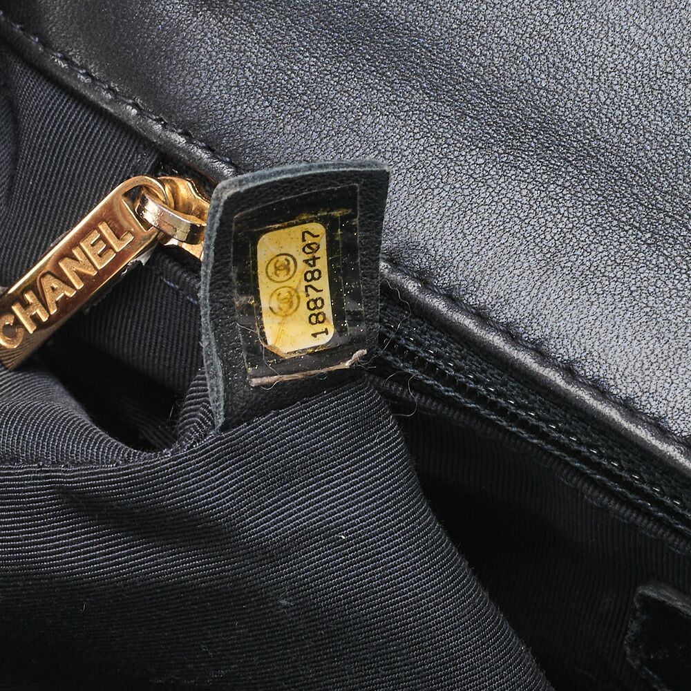 Chanel Boy Chanel Perforated Design Chain Shoulder Lamb Skin Navy And Red Large