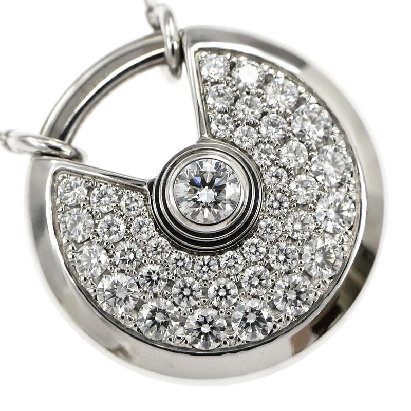 Cartier Necklace Amulet De Cartier 750wg 18K White Gold Diamond Jewelry-