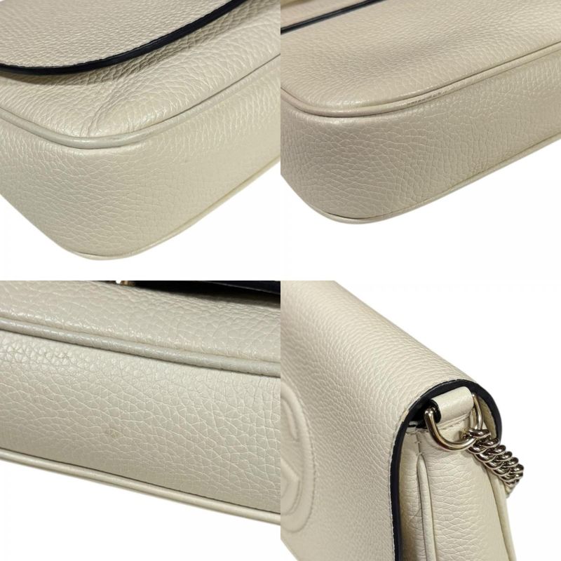 Gucci Soho Shoulder Bag Leather 536224 White Ladies Gucci  Gucci