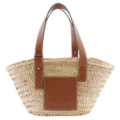 Loewe Basket Bag Small Basket Bag Raffia And Leather Brown Women Tote Bag