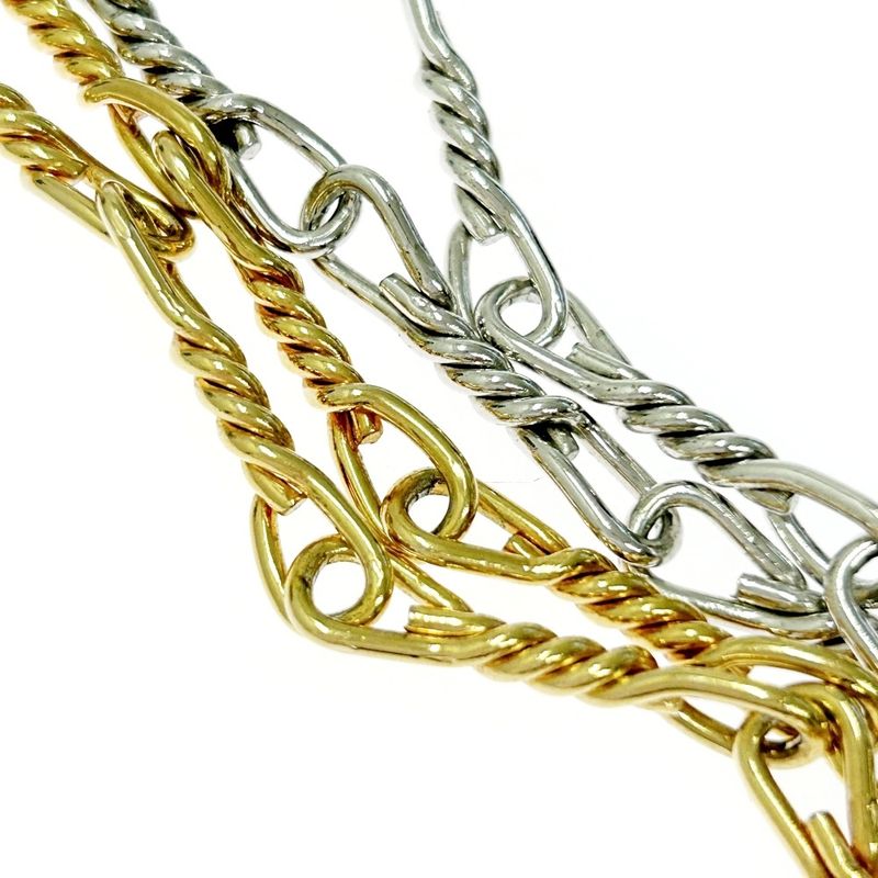 Christian Dior Metal Twisted Chain Long Necklace Gold Silver 346774 Necklace
