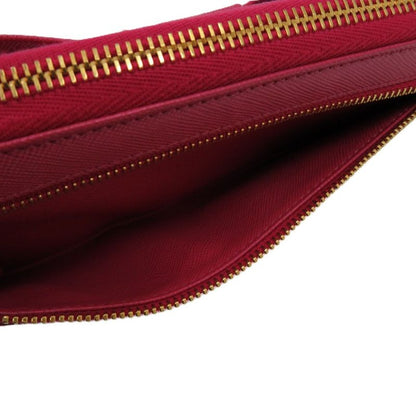 Prada Round Zipper Ribbon 1m0506 Leather Saffiano Leather Peonia 1211 Long