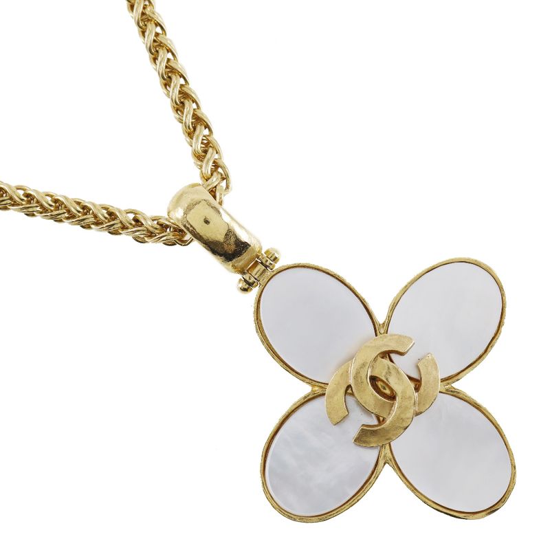 Chanel Coco Mark Flower Vintage Gold Plated And Shell 95A Ladies 108g Necklace