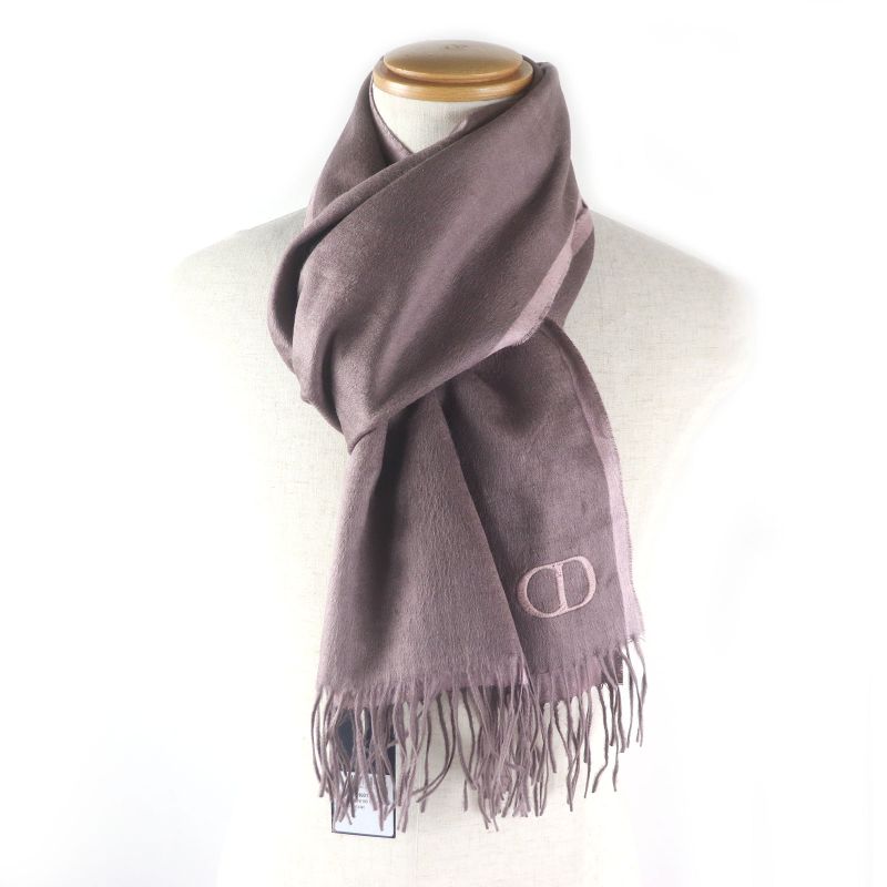 DIOR Homme 93c0015dh001 100% Silk CD Logo Embroidery Fringe Scarf Rose Violet