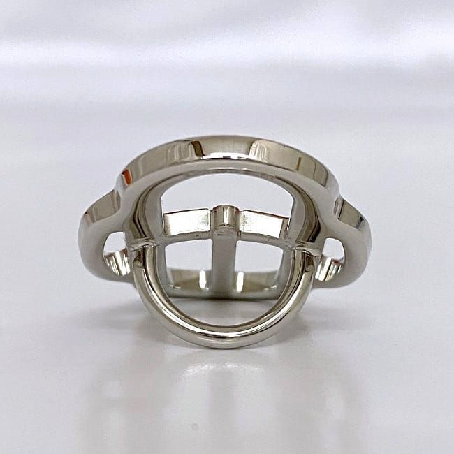 Hermes Scarf Ring Mini Buckle Mini Boucle Silver Red