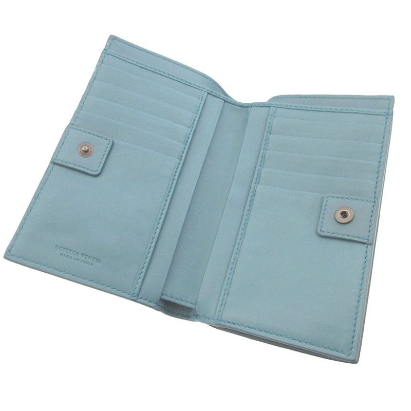 Bottega Veneta Flower Leather Blue Bifold Wallet 0857 Bottega Veneta