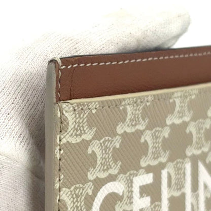 Celine Triomphe Logo Passcase Leather Brown Beige And White Card Case