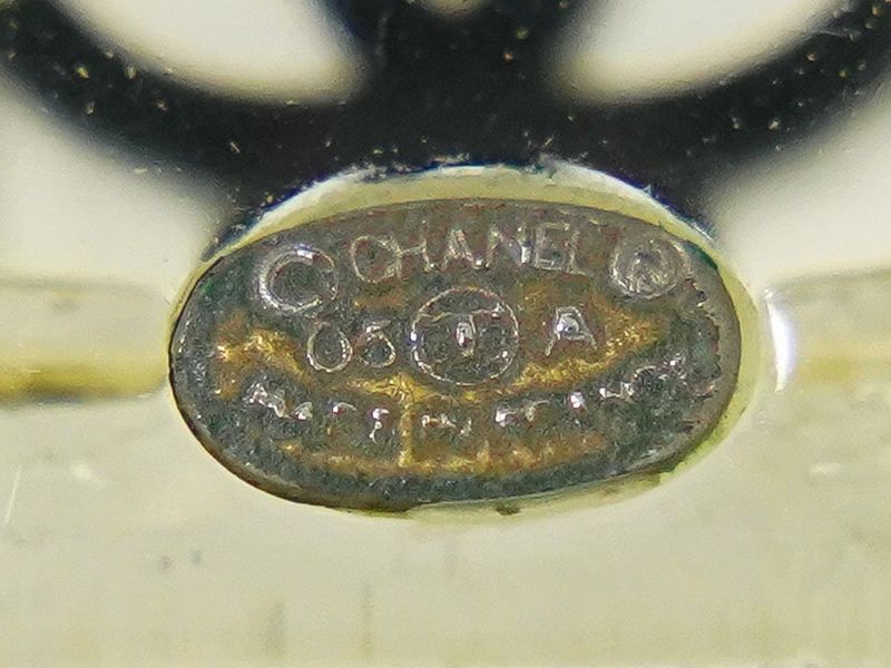 Authentic Chanel Coco Mark Necklace Pendant Plastic Metal Silver Hardware Clear