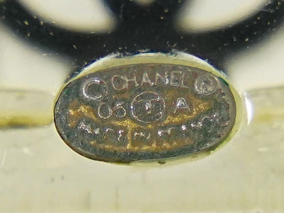 Authentic Chanel Coco Mark Necklace Pendant Plastic Metal Silver Hardware Clear