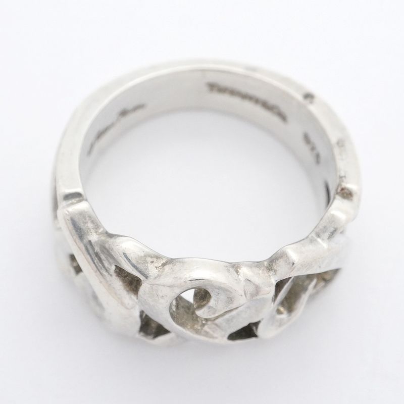 Tiffany & Co Ring Triple Rubbing Heart Silver 925 Size 7 Ladies