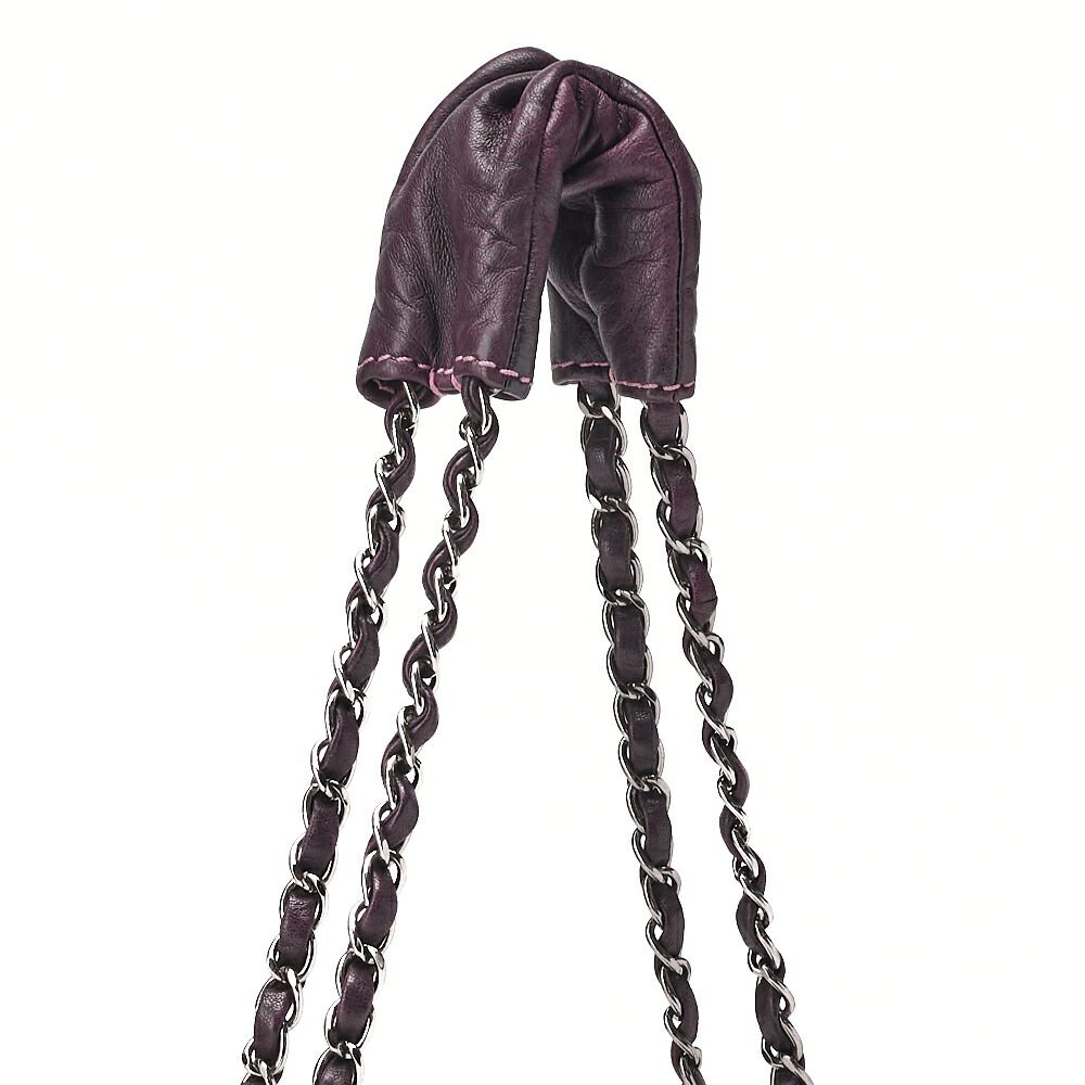 Chanel Shoulder Bag Matelasse Wild Stitch Decacoco Lambskin Purple Silver