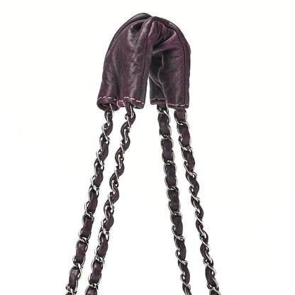 Chanel Shoulder Bag Matelasse Wild Stitch Decacoco Lambskin Purple Silver