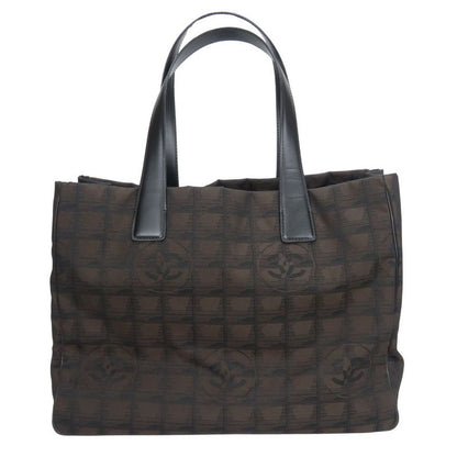 Chanel Tote Bag MM New Travel Line Jacquard Nylon Marron Silver Hardware