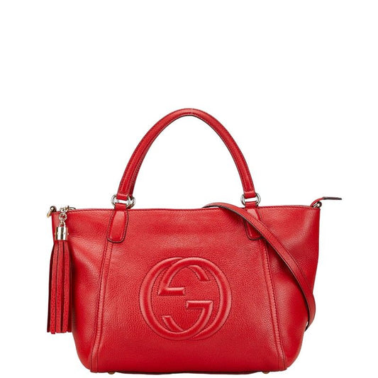 Gucci Soho Handbag Shoulder Bag 2WAY Red Leather Women's Gucci