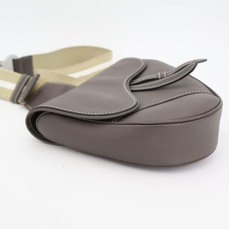 Christian DIOR Saddle Body Bag Leather Dark Navy