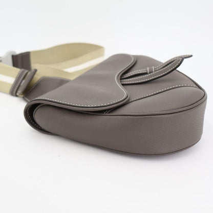 Christian DIOR Saddle Body Bag Leather Dark Navy