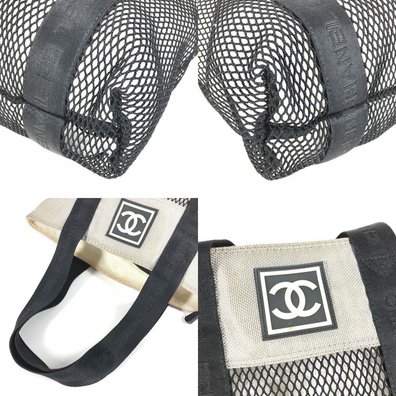 Chanel Shoulder Bag CC Coco Logo Mesh Nylon Black