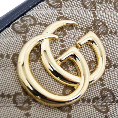Gucci GG marmont Shoulder Bag Beige Black Quilted Canvas 447632 Women's