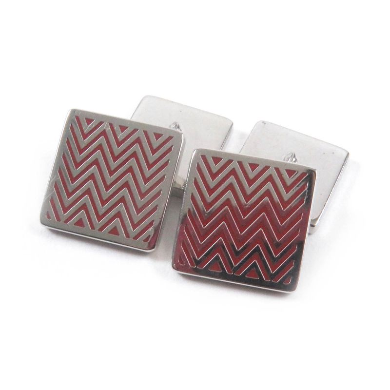 Hermes Chevron Stripe Square Shape Chaine Dunk Cufflinks Button Cufflinks