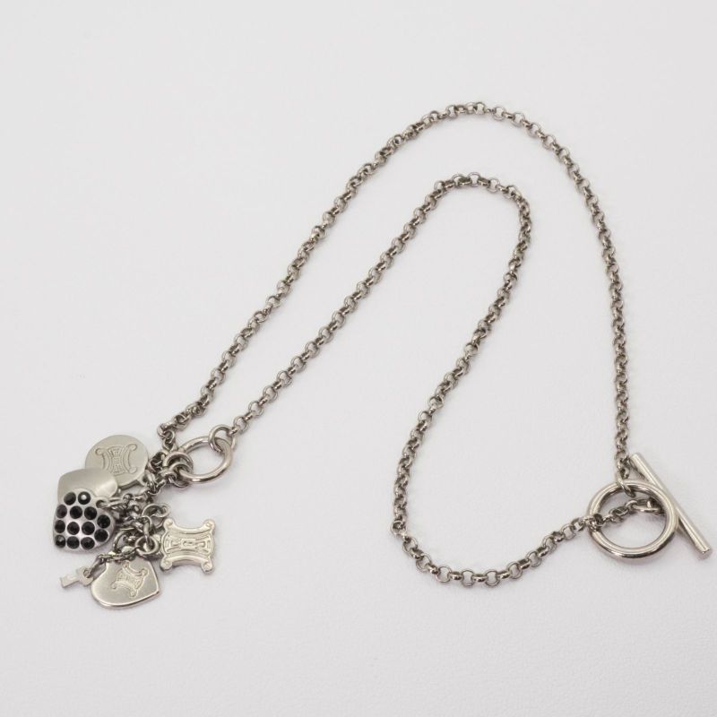 Celine Heart Charm Stone Necklace Macadam 25-694s