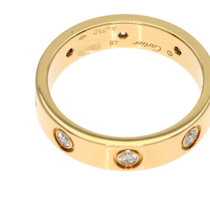 Cartier Mini Love Ring Full Diamond #48 Ring And Ring 18K Yellow Gold Ladies
