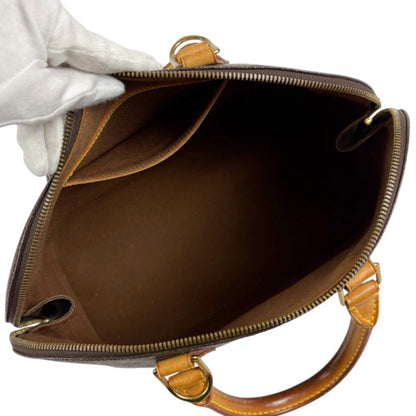 Louis Vuitton Alma Monogram Leather Handbag Mini Tote Bag Brown