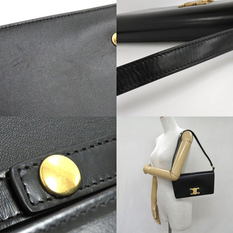 Celine Trapeze Triomphe Bag 199283bf438no Leather Black Gold Hardware