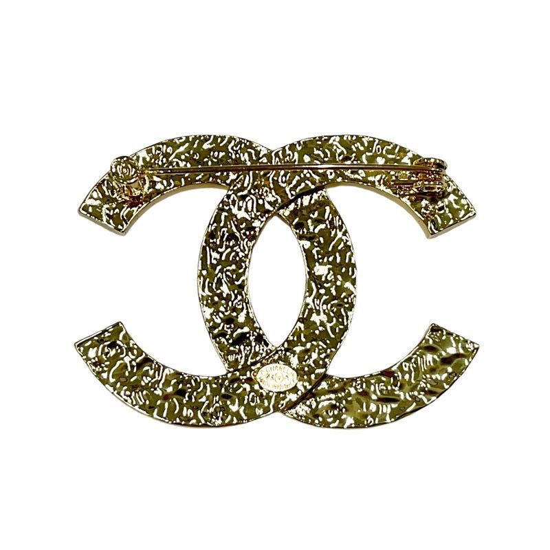 Chanel Brooch Corsage Gold Pink Here Mark Rhinestone