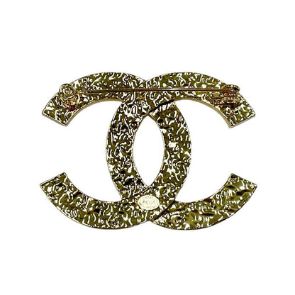 Chanel Brooch Corsage Gold Pink Here Mark Rhinestone