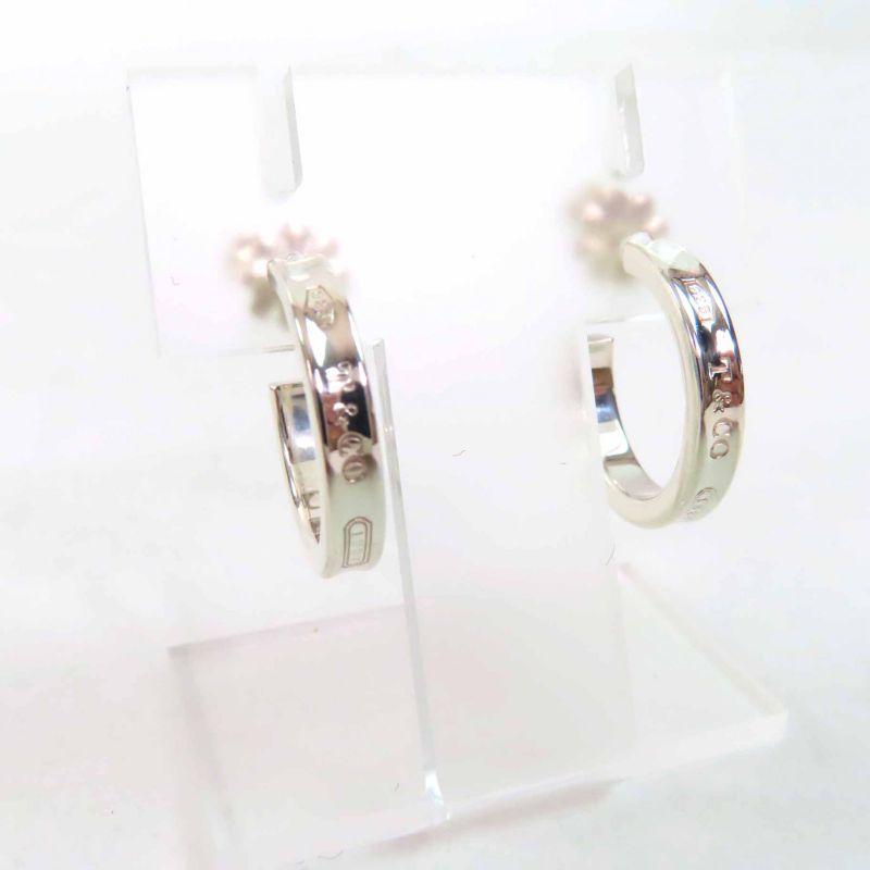 Tiffany & Co 1837 Narrow Hoop Earrings Sv925 Silver With Box And