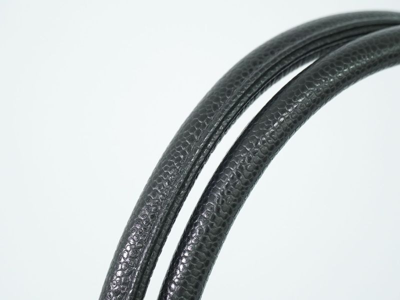 Authentic Chanel Coco Mark Revival Tote Handbag Caviar Skin Leather Black Coco