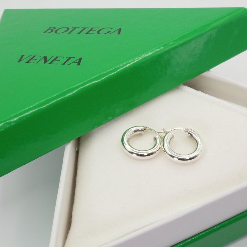 Bottega Veneta Silver Hoop Earrings 25-1593 Box