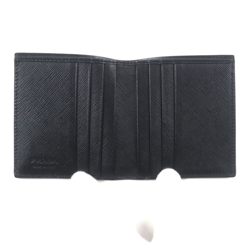 Prada 2mo004 Saffianoleather Bicolor Compact Wallet With Logo Hardware Wallet