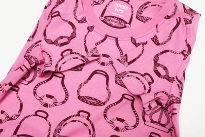 Hermes Cut And Sewn Size 34 Stirrup Illusion Short Sleeve T-shirt All Over Made