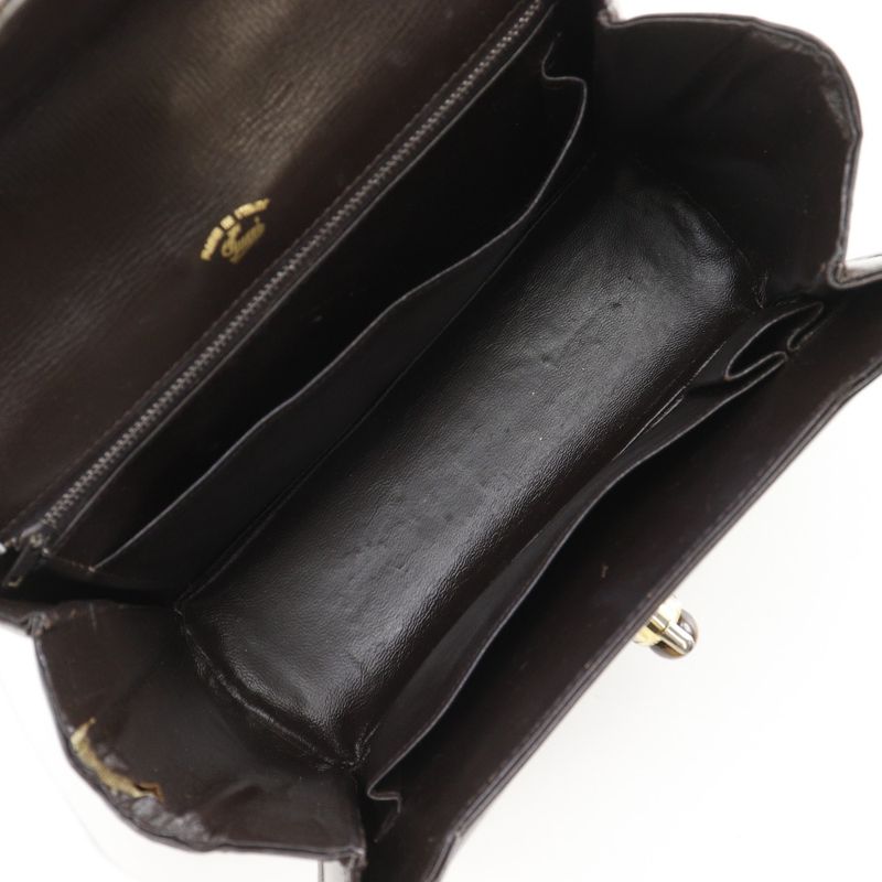 Gucci One Handle Old Gucci Leather Brown Women's Handbag