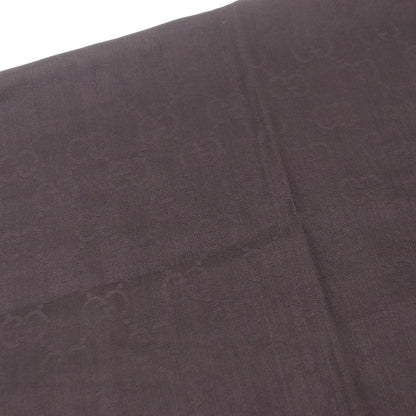 Gucci 165904 Wool Silk GG Logo Jacquard Allover Fringe Scarf Brown Made In