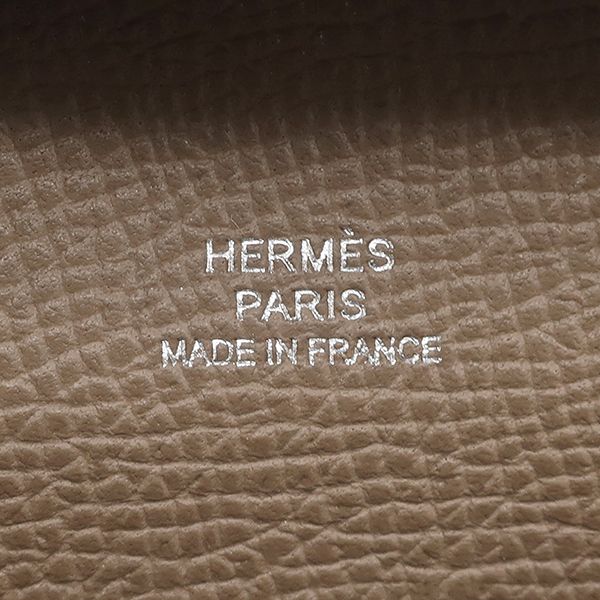 Hermes Coin Case Bastia Vaux Epson Etoupe Silver Hardware Unused Glazed Stamped