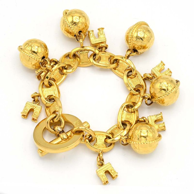 Celine Bracelet Star Ball Arc De Triomphe Macadam Gold Color 120.8g Accessories