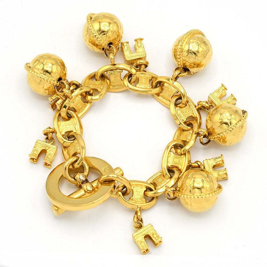 Celine Bracelet Star Ball Arc De Triomphe Macadam Gold Color 120.8g Accessories