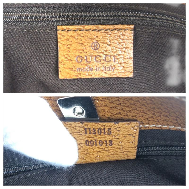 Gucci Beige Brown Silver Hardware GG Canvas 113015 Tote Bag Shoulder Bag Women