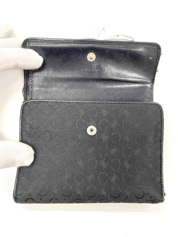 Celine Old Celine Vintage C Macadam Allover Jacquard And Leather Trifold Wallet