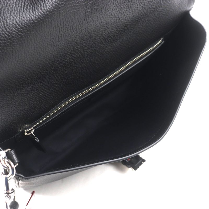 Gucci 816755 Web Stripe Leather Flap Business Case Clutch Bag Black Storage