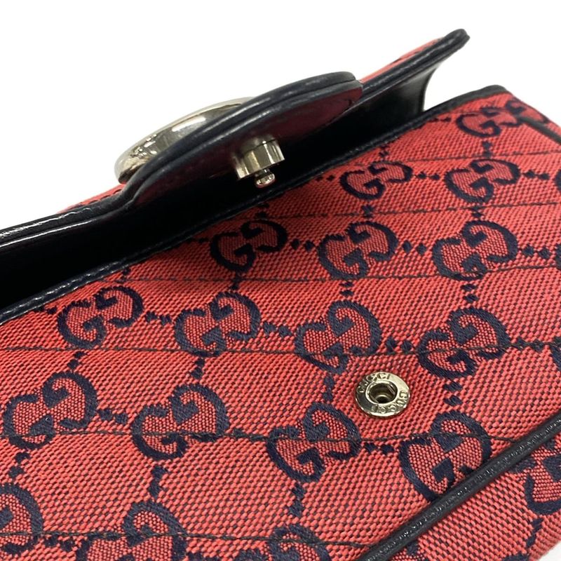 Gucci GG Marmont 661332 Red And Dark Navy Chain Shoulder Mini Bag Limited