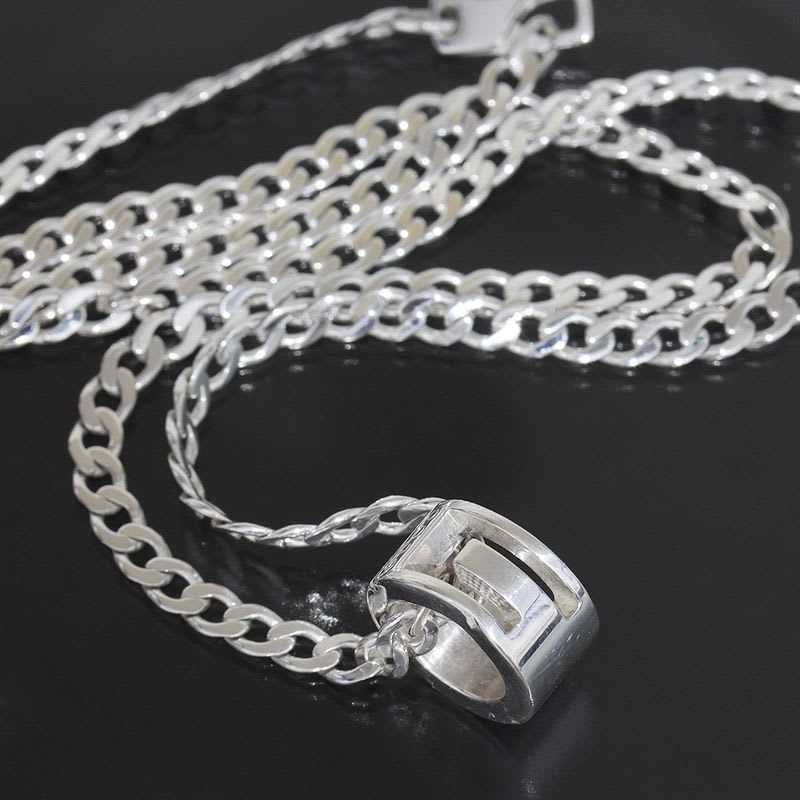 Gucci Cutout G Necklace Silver 925 Unisex E1370