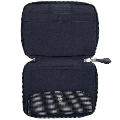 Hermes Bifold Wallet Gray Black Her Line Excellent Condition Canvas